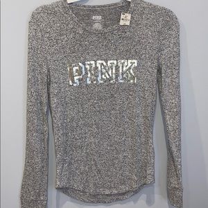 PINK gray long sleeve top